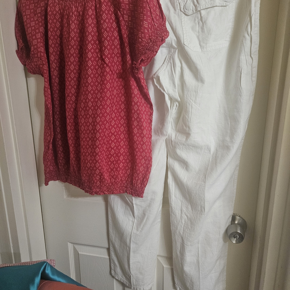 St. John's Bay Red Peasant Blouse - Short Sleeve Women's Top - Picture 4 of 6